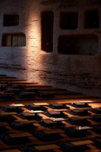 meditation cushions in a room